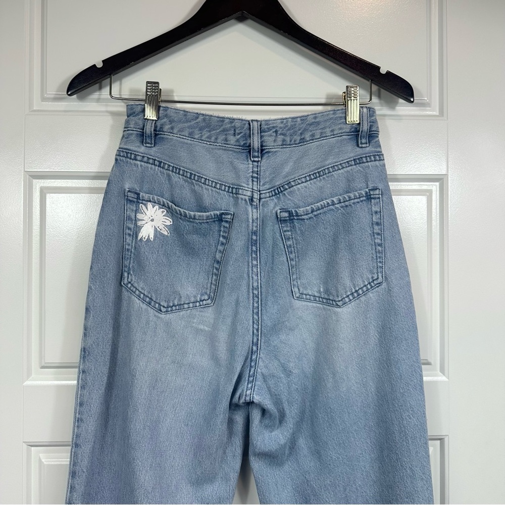 Pacsun 100% Cotton Raw Hem Boyfriend Fit Floral Print Light-wash Jeans Size 26 - Picture 4 of 11